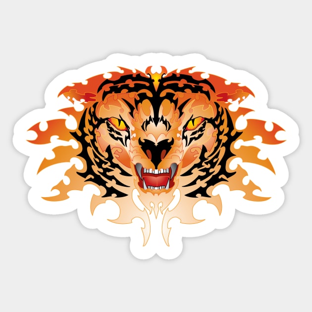 Tribal Tiger (traditional colors) Sticker by Windsmane